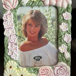 Vintage Floral Ceramic Photo Frame 5x7 Cottagecore